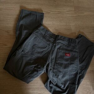 Dickies Straight Leg Canvas Carpenter Pants in a dark washed green